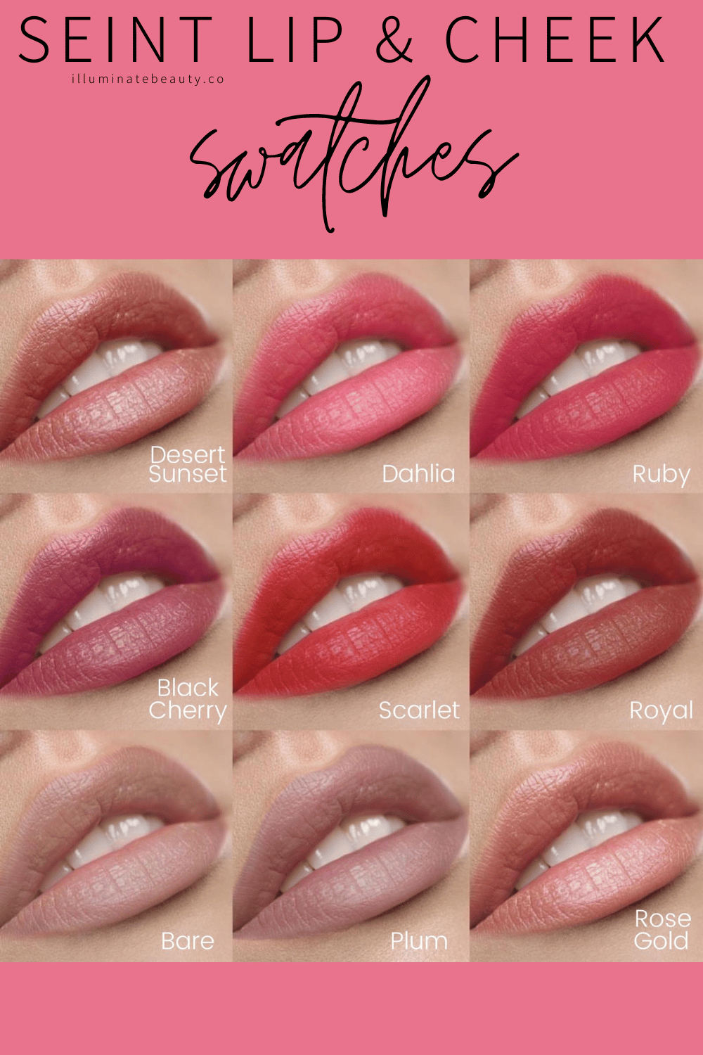 Seint Lip and Cheek Swatches - Illuminate Beauty